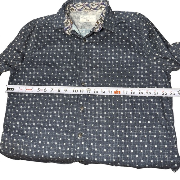 Robert Graham Long Sleeve Geometric Skill Button Down Shirt Blue EUC Size XL - Picture 12 of 15